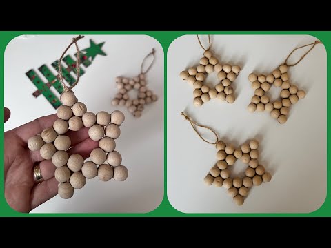 ÇOK KOLAY ⭐️ Ahşap Boncuktan Yıldız Yapımı ⭐️ Wooden Bead Star Ornament  #diy #ideas