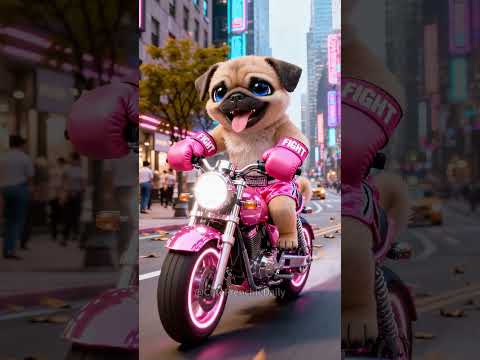 This cute Pug buy a pair of pink boxing gloves — sparring with pals, let’s go go! 🥊💪🐶#cartoon #pug