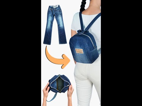 Upcycle jeans easily! Cute mini backpack from old jeans! Miarti👜✂️