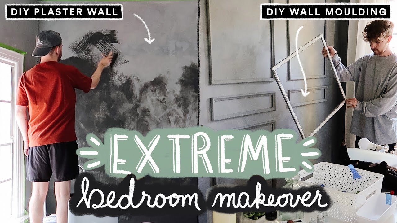 Extreme bedroom makeover (from start to finish) - diy wall moulding + plaster paint (part 1) Lone Fox