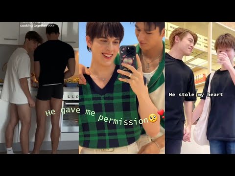 BL Cute Gay couples and throuples cuddling // Yaoi Asian and Western couples in real life