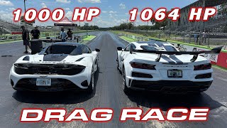 ZR1 VS 750S * 1,064 HP Chevrolet Corvette C8 ZR1 vs a 1,000 HP McLaren 750S 1/4 Mile Drag Race