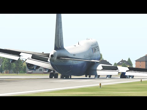 B747 Emergency Landing With Broken Right Landing Gear [XP11]