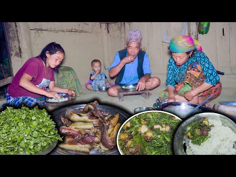 Dried Pork and Watercress (SIM RAYO) Mix recipe with rice cooking and eating | village eating vlog