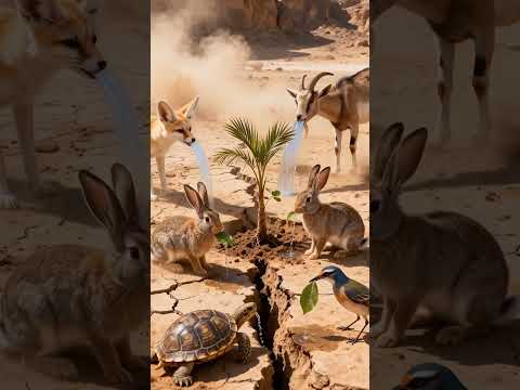 The camel saves the date palm tree from drying up with water 😭 #ai #tree #plants #water