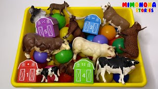 Juguetes de Toros y sus Crias 🐂🐂 Descubre y Conoce los Animales Sorpresa ✨ Mimonona Stories
