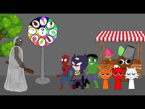 Spiderman, Hulk, Batman vs  INCREDIBUK SPRUNKI, Granny - Funny Animation Drawing Cartoon 2