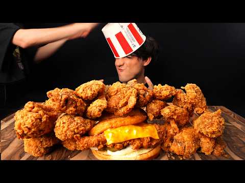 ASMR MUKBANG KFC FRIED CHICKEN WINGS & CHICKEN SANDWICH WITH HASH BROWNIE | McBang ASMR Eating