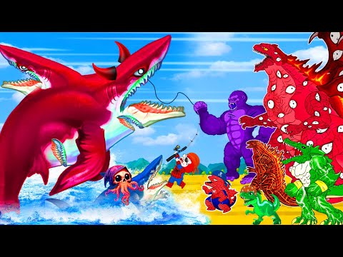 Rescuing SPIDER TEAM Godzilla & KONG FROM EVOLUTION SHARK: Ranked from weakest to strongest -FUNNY