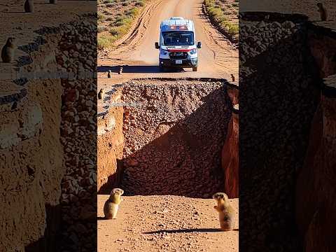 "Heroic Gophers Clear Landslide for Ambulance Rescue! 🚑🐿️" #trending #viralvideo #animals #shorts