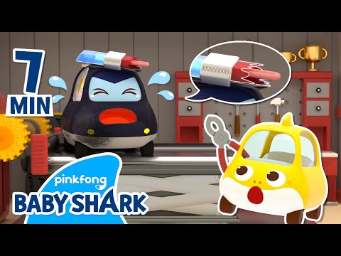My Siren Hurts! Help, Baby Shark Toy Car! | +Compilation | Color for Kids | Baby Shark Official