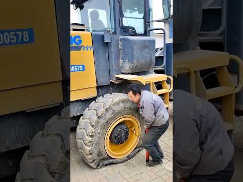 so funny. He inflates the tire by hand