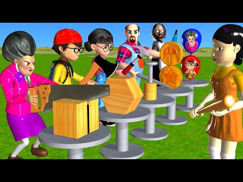 Scary Teacher 3D vs Squid Game Cutting High Max Wooden vs Hammer and Syringe 5 Times Challenge