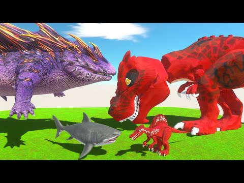 Salamander & Megalodon VS Lego Devil T-Rex & Spinosaurus - Animal Revolt Battle Simulator