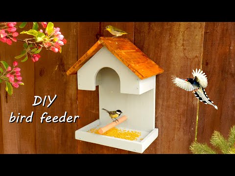 DIY hanging bird feeder from wood