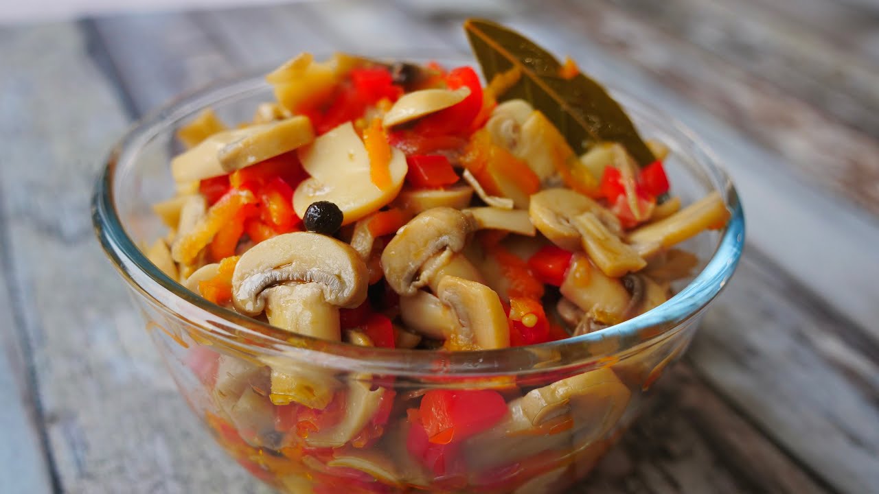 Салат-закуска из шампиньонов очень просто и вкусно