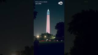 Timelapse Footage Captures Illuminated Washington Monument Display Celebrating America 250