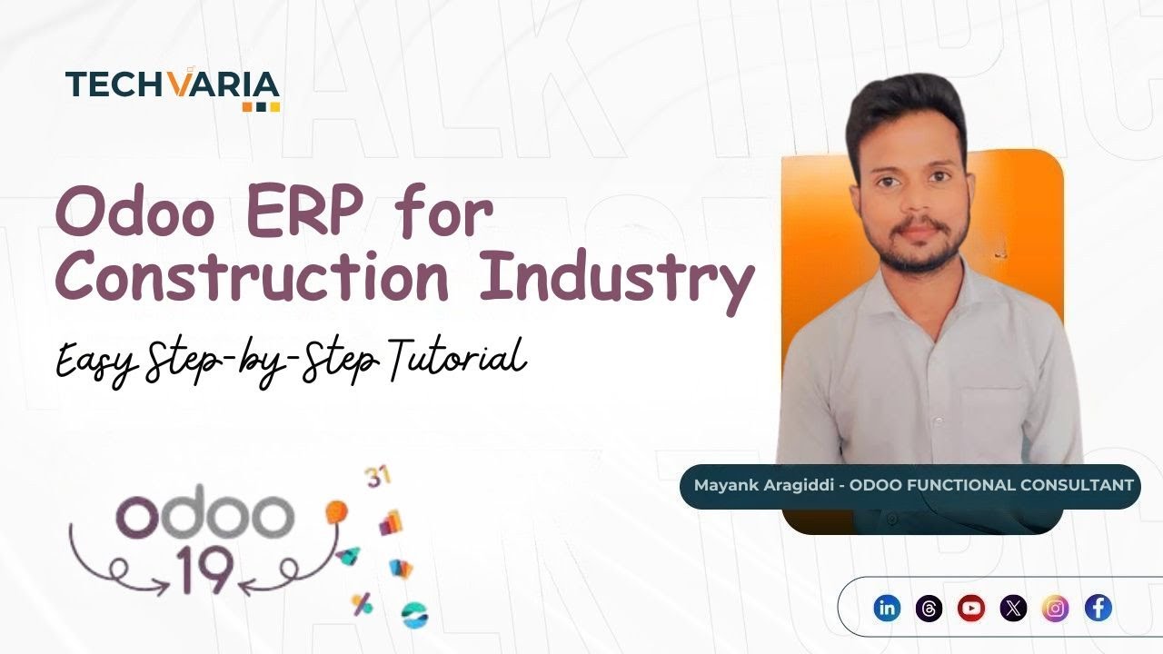 Odoo ERP for Construction Industry | Step-by-Step Live Demo | 01.12.2025

Odoo ERP Tutorial for Construction Companies - Full Walkthrough by Mayank Aragiddi - Techvaria In this video, we show how ...