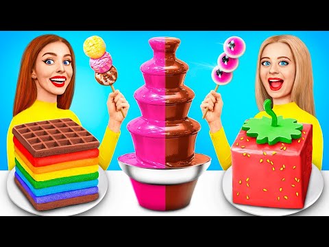 Tantangan Air Mancur Fondue Cokelat | Tantangan Memasak Permen Cokelat oleh RATATA