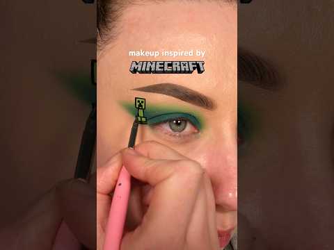 minecraft inspired makeup - creeper💚💥 #minecraftmovie #minecraft #makeuptutorial