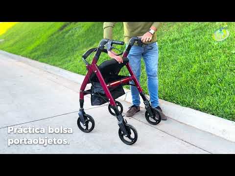 Andadera Rollator Bariátrica Extra Ancha - Plegable con Ruedas - Rojo