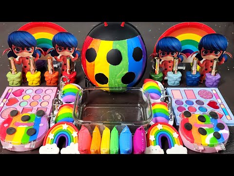 ASMR Rainbow Miraculus Ladybug Slime Mixing Random Into Slime #ASMR#Slime#satisfying