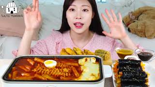 ASMR MUKBANG  직접 만든 떡볶이 김밥 튀김 먹방 & 레시피 FRIED CHICKEN AND Tteokbokki EATING