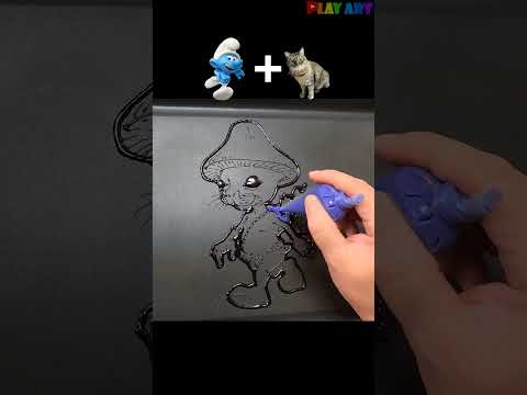 Making SmurfCat Pancake art, (We live, We love, We lie - Alan Walker), Smurfcat song, #shorts