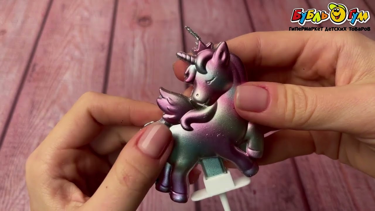 Свеча Единорог бело-розовая - видео