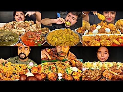 ASMR EATING MUTTON BIRYANI, CHICKEN BIRYANI, EGG BIRYANI II SPICY INDIAN FOOD MUKBANG