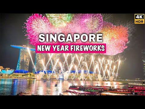 ??4K - Singapore New Year Fireworks | Most Beautiful New Year Fireworks Of Singapore ??