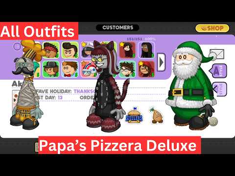 Papa's Pizzeria Deluxe - All Customer Outfits