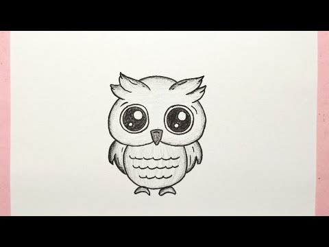 Cara menggambar burung hantu - How to draw an  owl