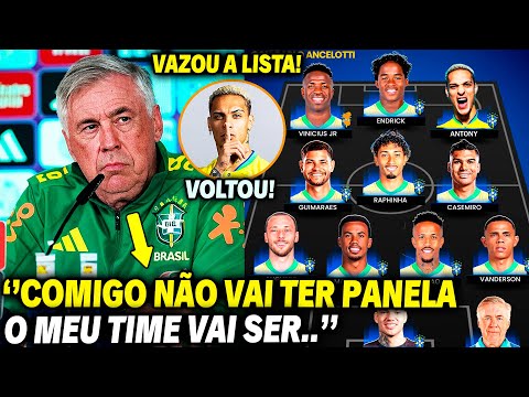 🚨 ANCELOTTI SURPREENDEU A TODOS COM A LISTA DE CONVOCADOS! ANTONY E CASEMIRO VÃO DEITAR NO BRASIL?