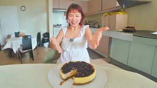 i tried baking blueberry cheesecake for the first time