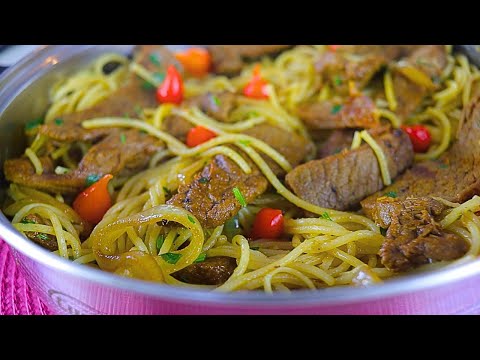 MACARRÃO NA MANTEIGA COM ISCAS DE CARNE: A COMBINAÇÃO PERFEITA QUE FICA PRONTA EM 10 MINUTOS!