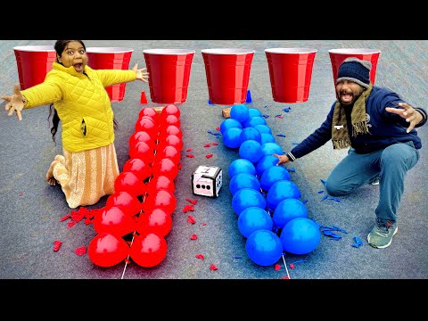 40 Balloon Pop Race by Ludo & Steel Throw Ball or Blow Cup and Balloon Pop Game