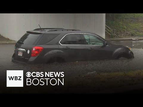 YouTube video thumbnail: Flooding Strands Drivers in Massachusetts