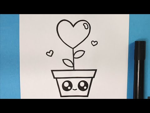 Mega süß! Kawaii-Blumentopf mit Herzpflanze zeichnen – Schritt für Schritt Tutorial