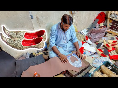 Handmade Groom's Khussa Making | Traditional Wedding Shoes of Pakistan