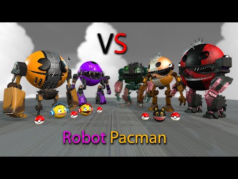 Pacman vs Monster Pacman vs Cartoon Cat and Yellow Dog Tank attack 2