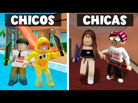 CHICOS vs CHICAS en MURDER MYSTERY 2 con la FAMILIA LOCA en ROBLOX!!