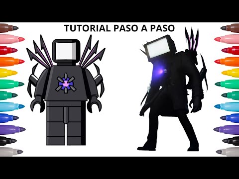 Cómo Dibujar a LEGO TITAN TV MAN Skibidi Toilet TUTORIAL PASO A PASO
