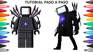 Cómo Dibujar a LEGO TITAN TV MAN Skibidi Toilet TUTORIAL PASO A PASO