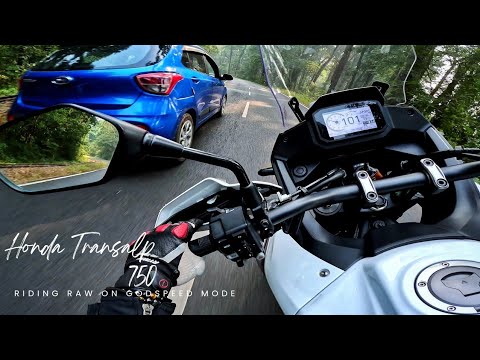 Raw Exhaust Note Ride of Twin Cylinder Honda Transalp 750 - High-Speed Cornering on Mountain Road