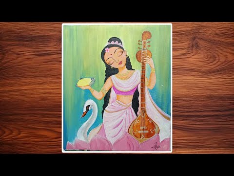 My Acrylic Painting | Maa Saraswati Easy Drawing