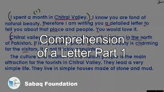 Comprehension of a Letter Part 1