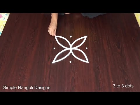Easy and Beautiful Rangoli 🌸 3 Dots Kolam Muggulu