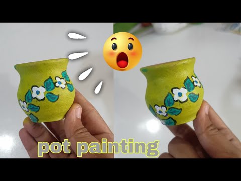 Turn a plain pot into a piece of art💚✨#diy #artandcraft #creative