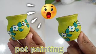 Turn a plain pot into a piece of art💚✨#diy #artandcraft #creative